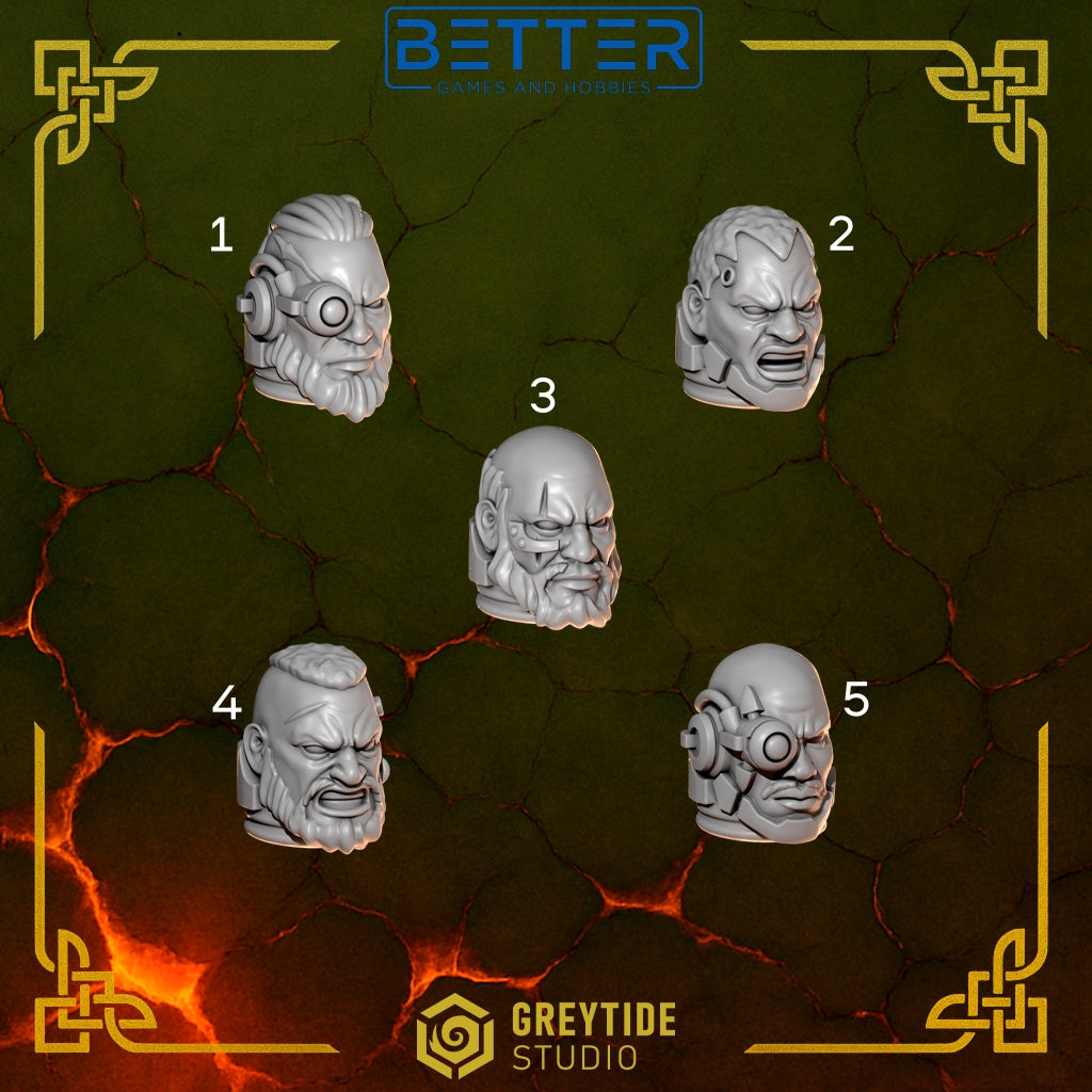Big Heads 1 - Anvil Wardens Conversion parts for sci-fi wargaming miniatures