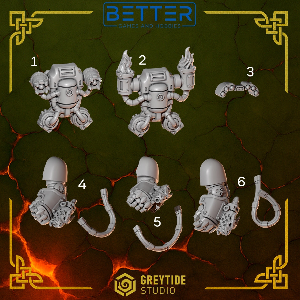 Large Flamer Fists - Anvil Wardens Conversion parts for sci-fi wargaming miniatures