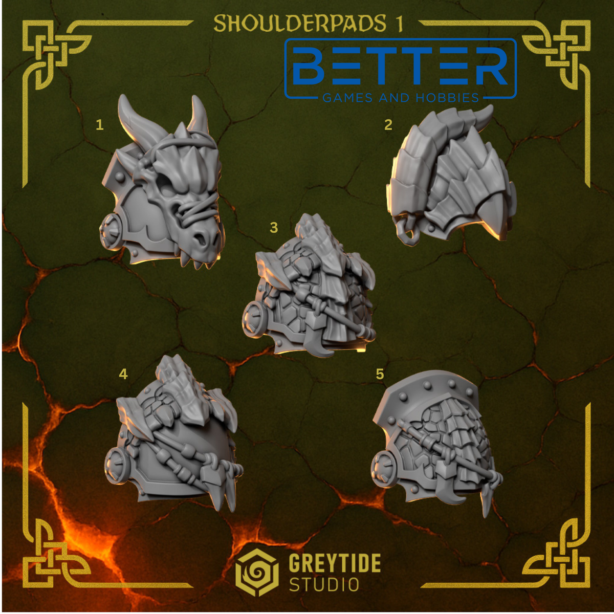Shoulder pads - Anvil Wardens Conversion parts for sci-fi wargaming miniatures