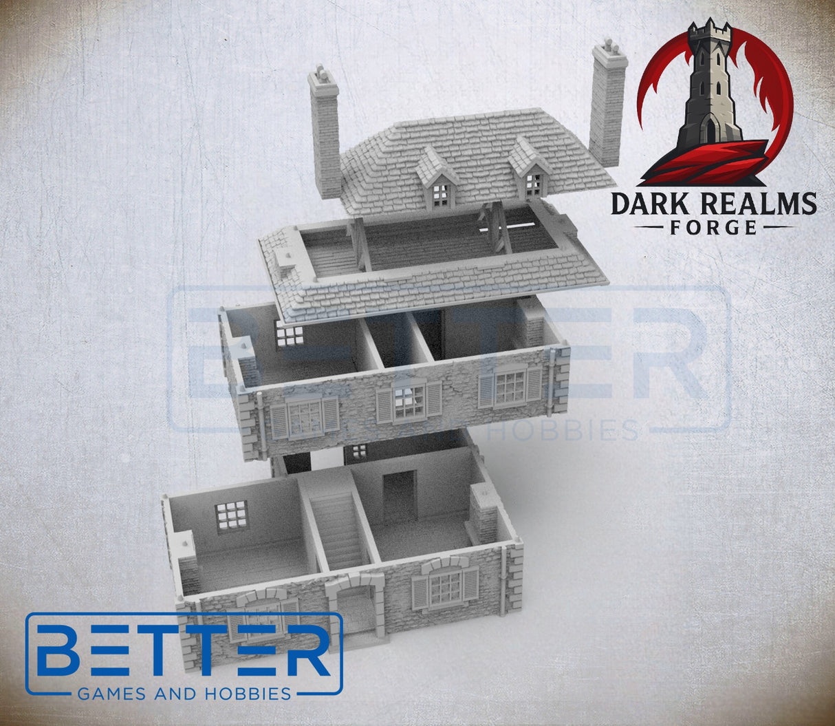 Overlord 1944, Farmhouse & Barn - 32, 28, 15 and 10mm Scale, for Fantasy, Historical terrain RPG