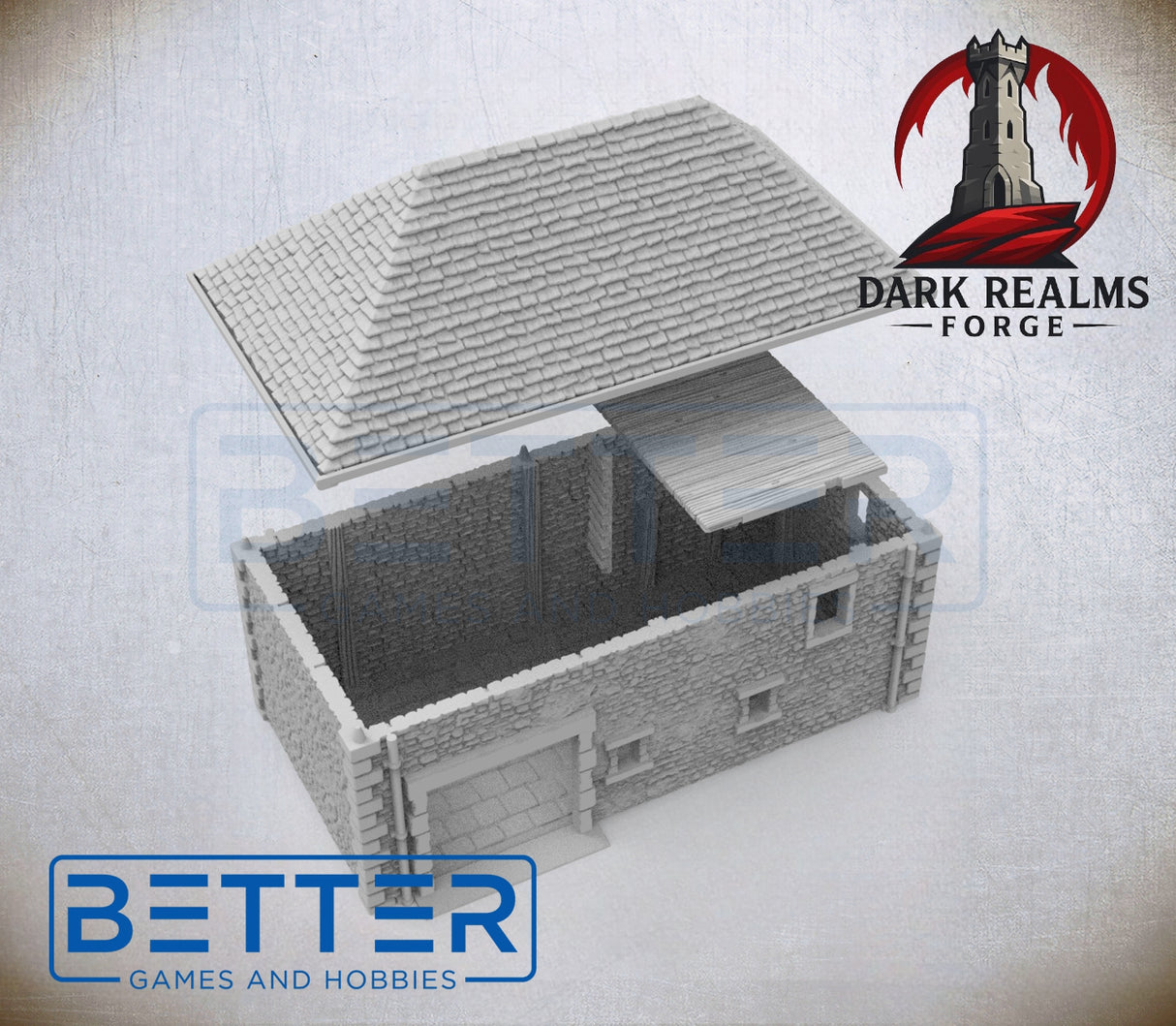 Overlord 1944, Farmhouse & Barn - 32, 28, 15 and 10mm Scale, for Fantasy, Historical terrain RPG