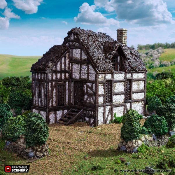 Wattle & Daub Barlyway Cottage - (28, 15, or 10mm scale) - King and Country