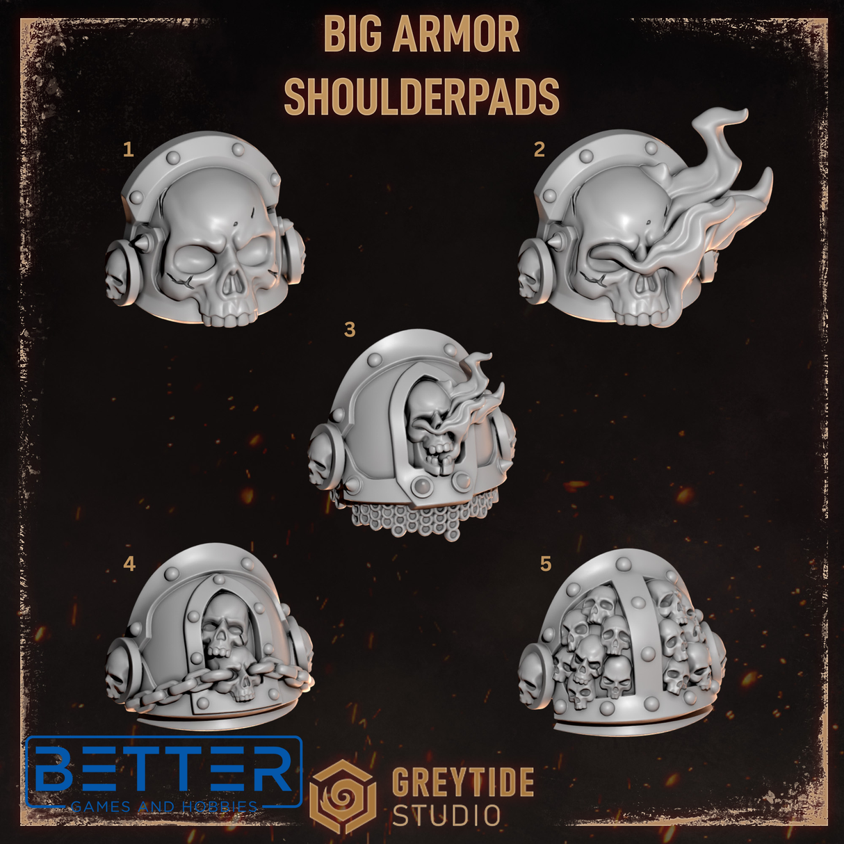 Big Shoulder Pads - Cursed Company Conversion parts for Sci-Fi wargaming Miniatures