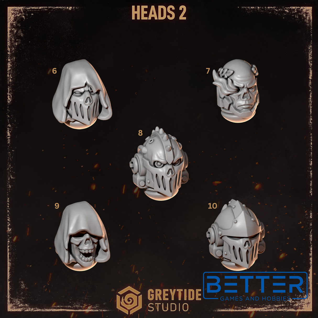 Heads - Cursed Company Conversion parts for sci-fi wargaming miniatures