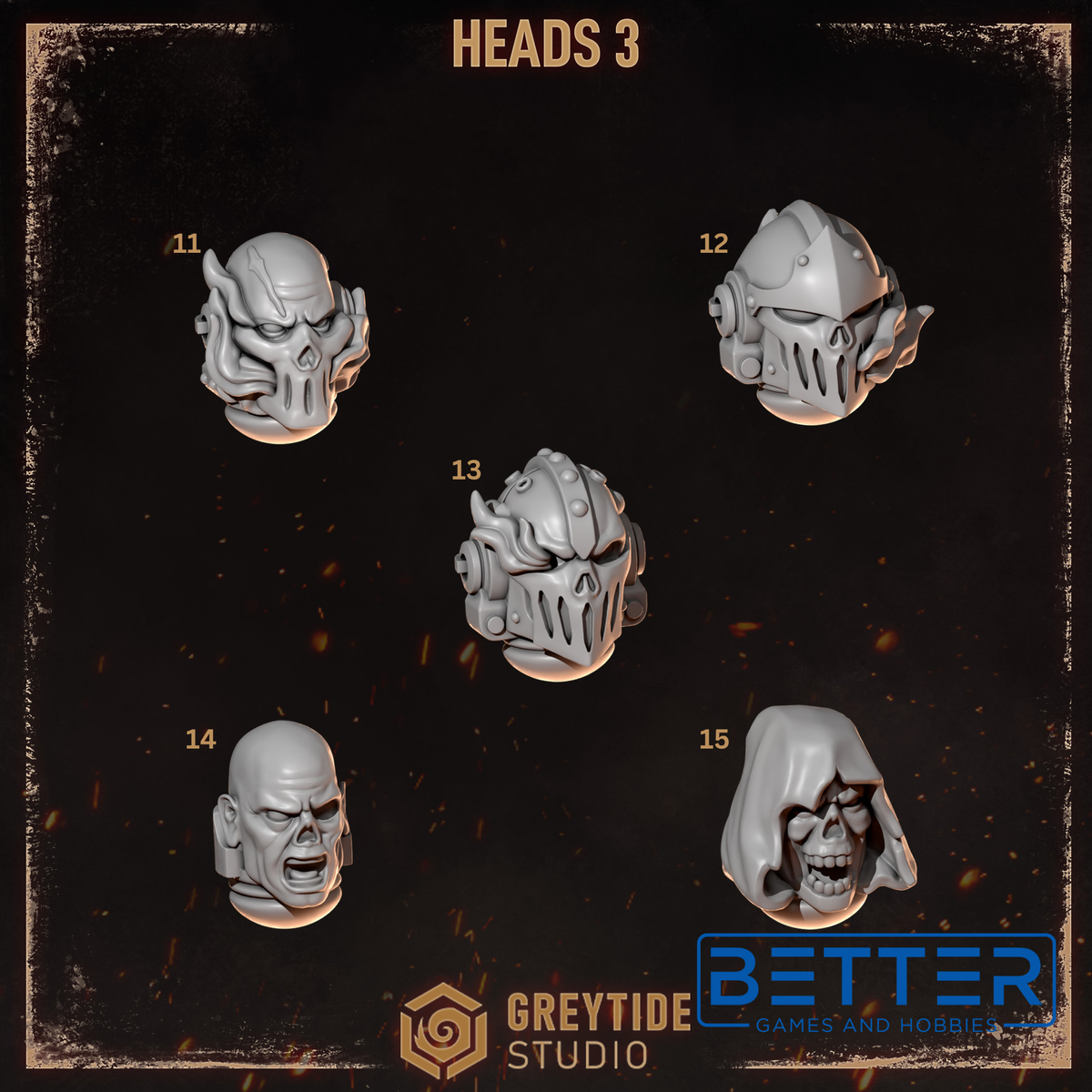 Heads - Cursed Company Conversion parts for sci-fi wargaming miniatures