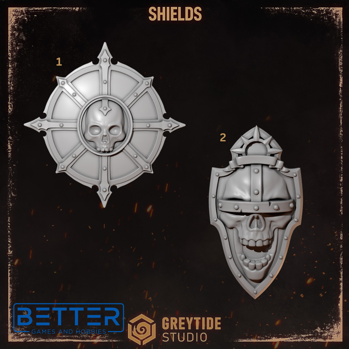 Shields - Cursed Company Conversion parts for sci-fi wargaming miniatures