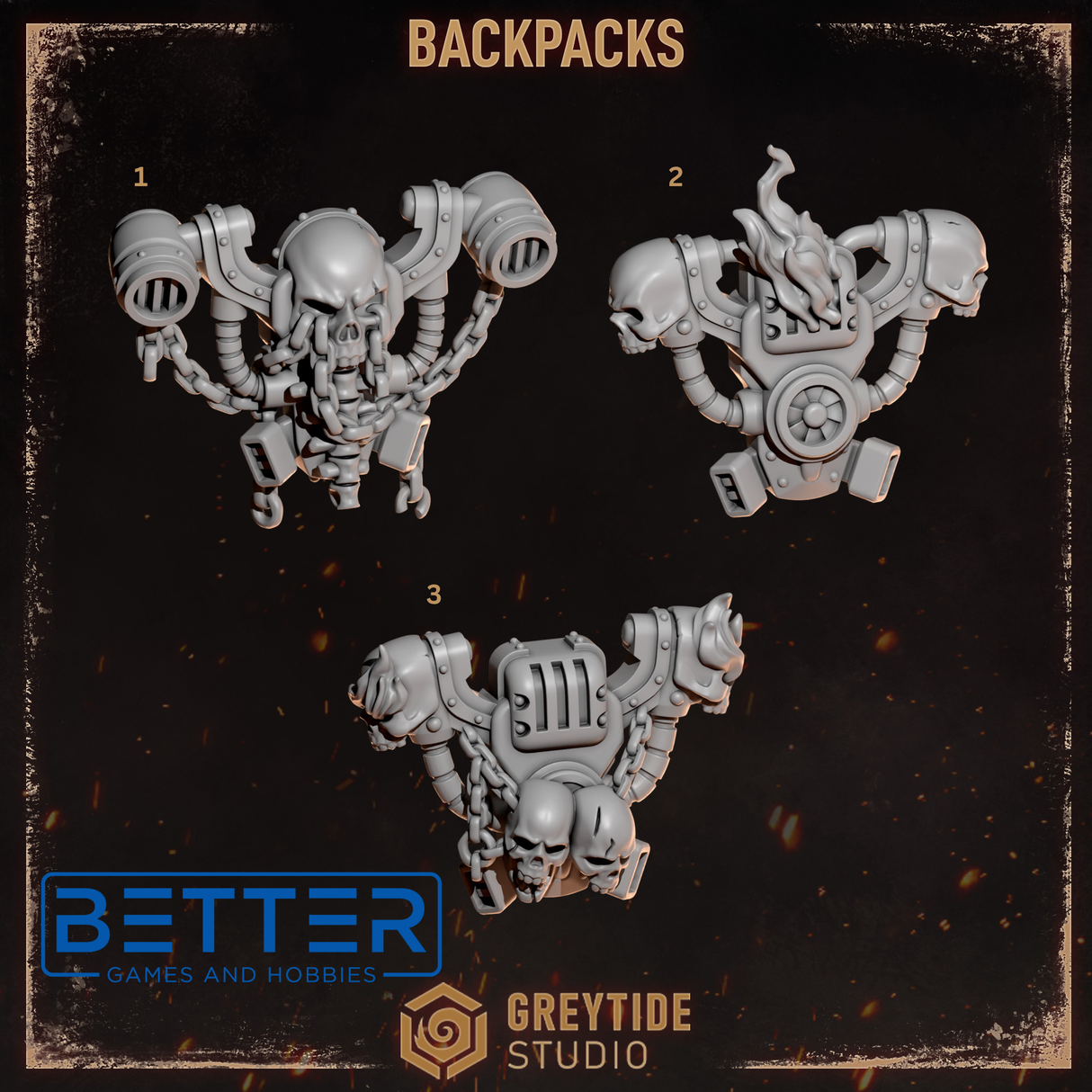 Backpacks - Cursed Company Conversion parts for sci-fi wargaming miniatures