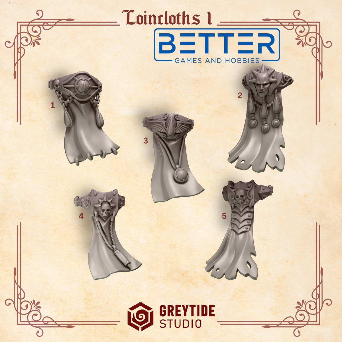 Loincloths - Crimson Lords Conversion parts for sci-fi wargaming miniatures