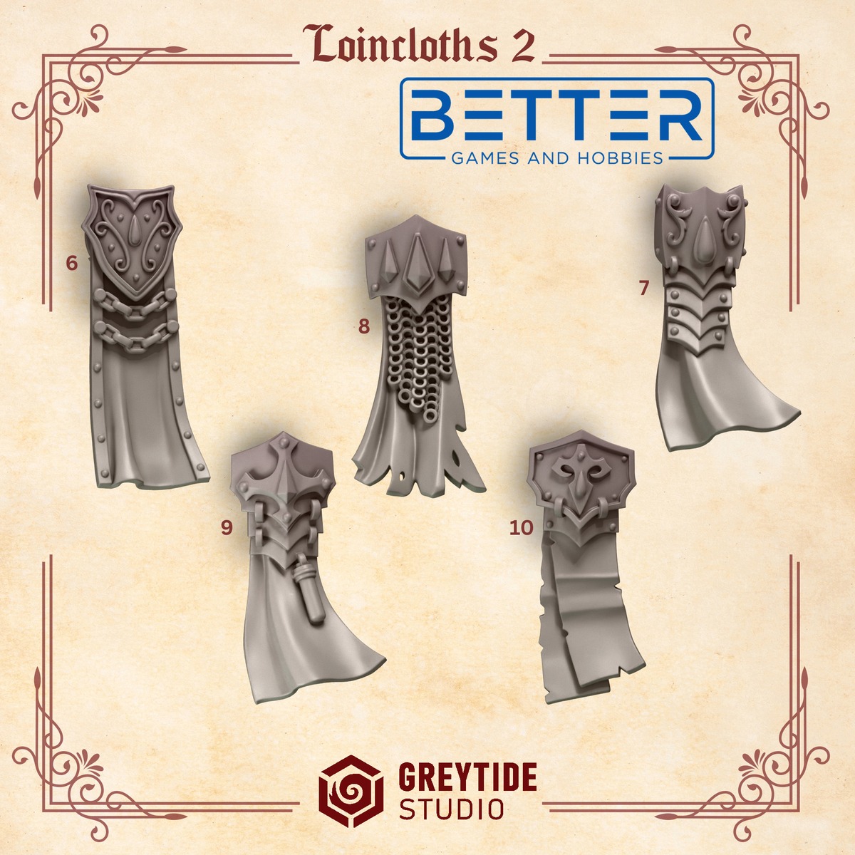 Loincloths - Crimson Lords Conversion parts for sci-fi wargaming miniatures