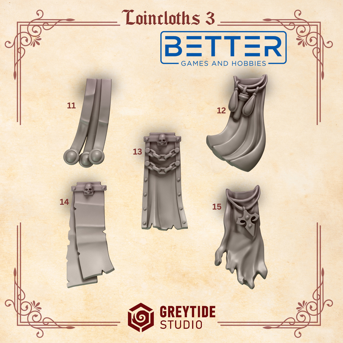 Loincloths - Crimson Lords Conversion parts for sci-fi wargaming miniatures