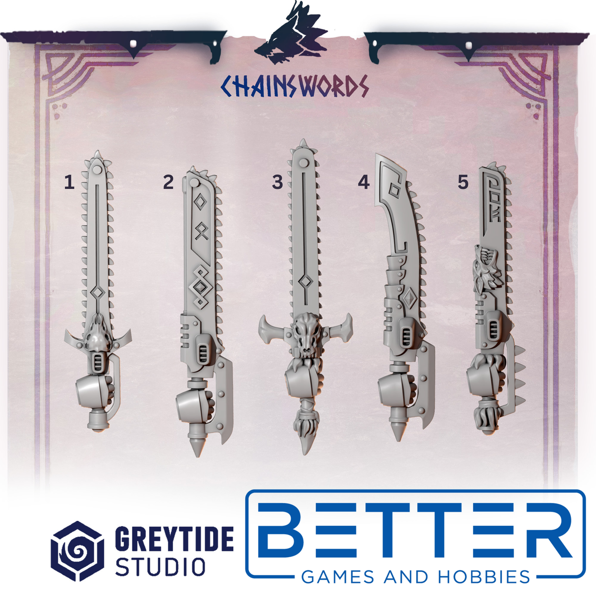 Chainswords - Primal Hounds. Conversion Parts for 2nd Born Marines