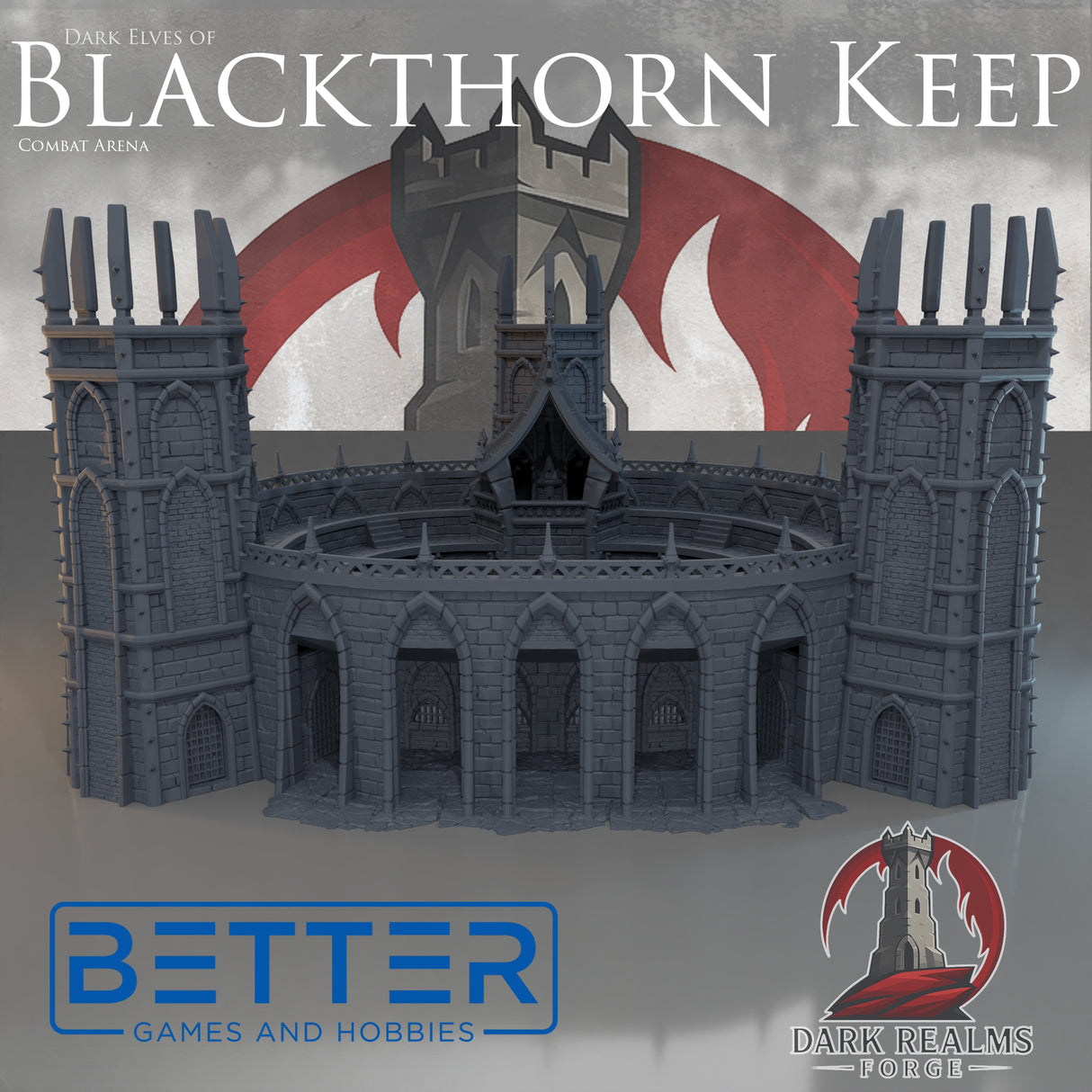 Blackthorn Keep, Combat Arena - 28, 15 and 10mm Scale for Fantasy, Dark Elven terrain RPG
