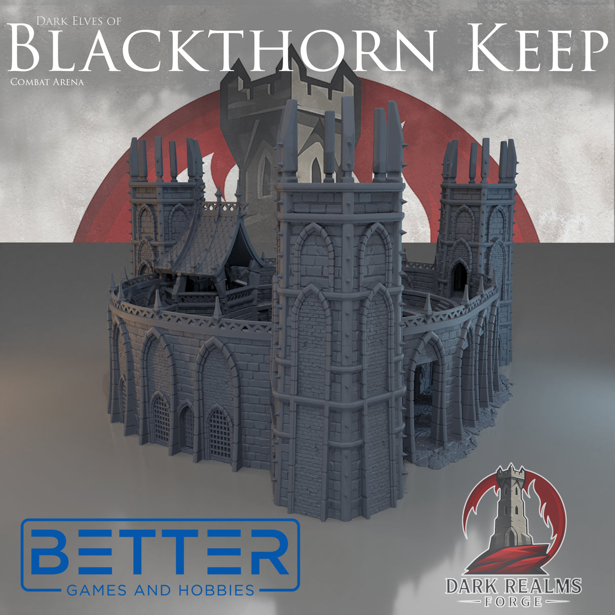 Blackthorn Keep, Combat Arena - 28, 15 and 10mm Scale for Fantasy, Dark Elven terrain RPG