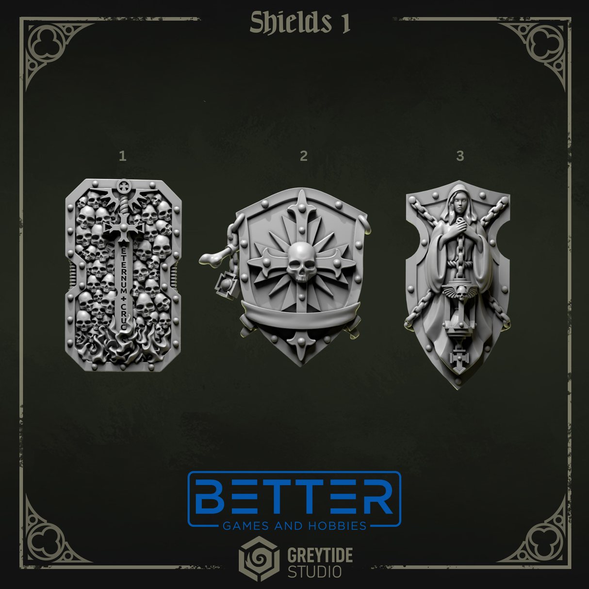 Shields - Eternal Pilgrims Conversion parts for sci-fi wargaming miniatures