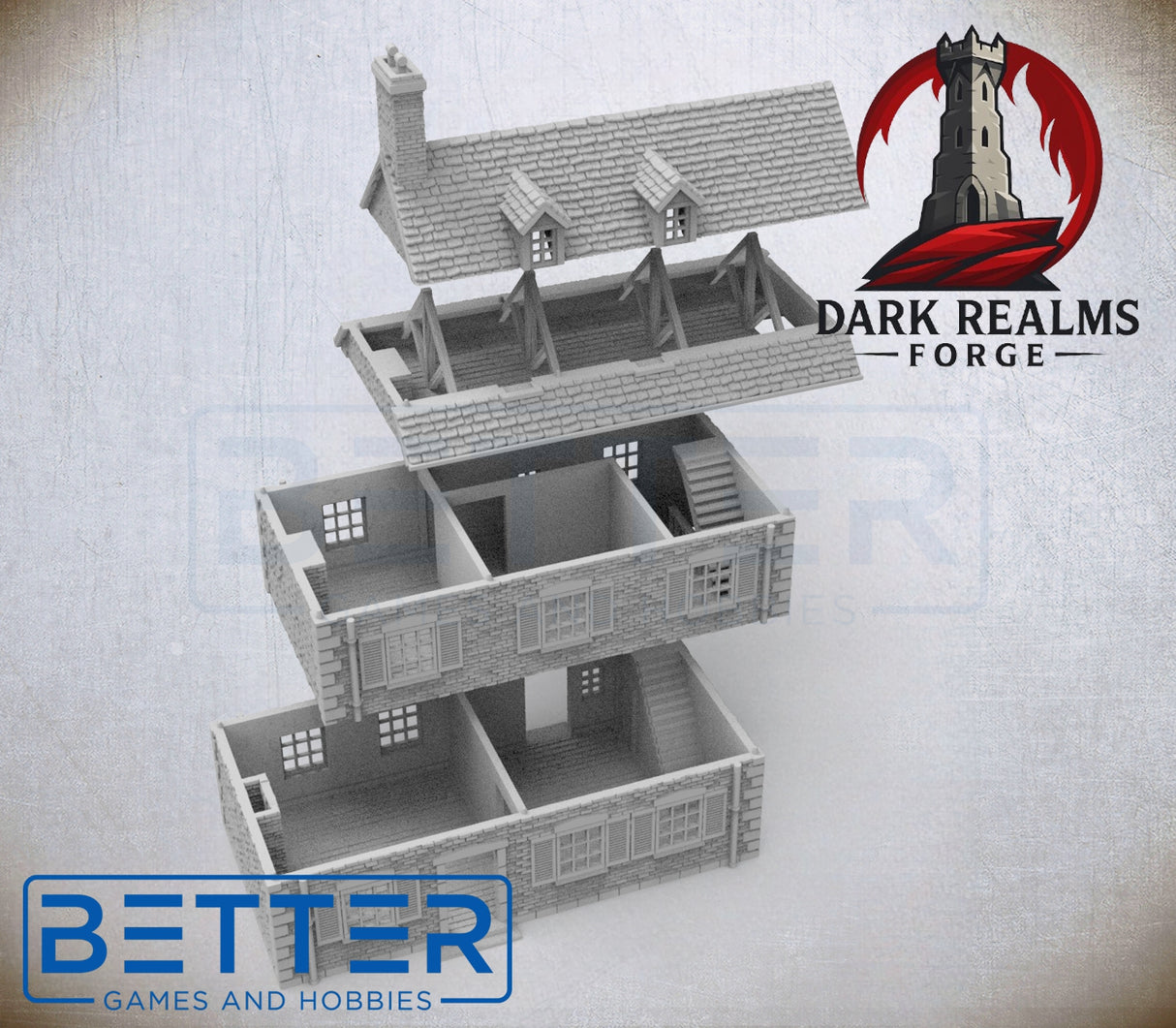 Overlord 1944, Building 2 - 32, 28, 15 and 10mm Scale, for Fantasy, Historical terrain RPG
