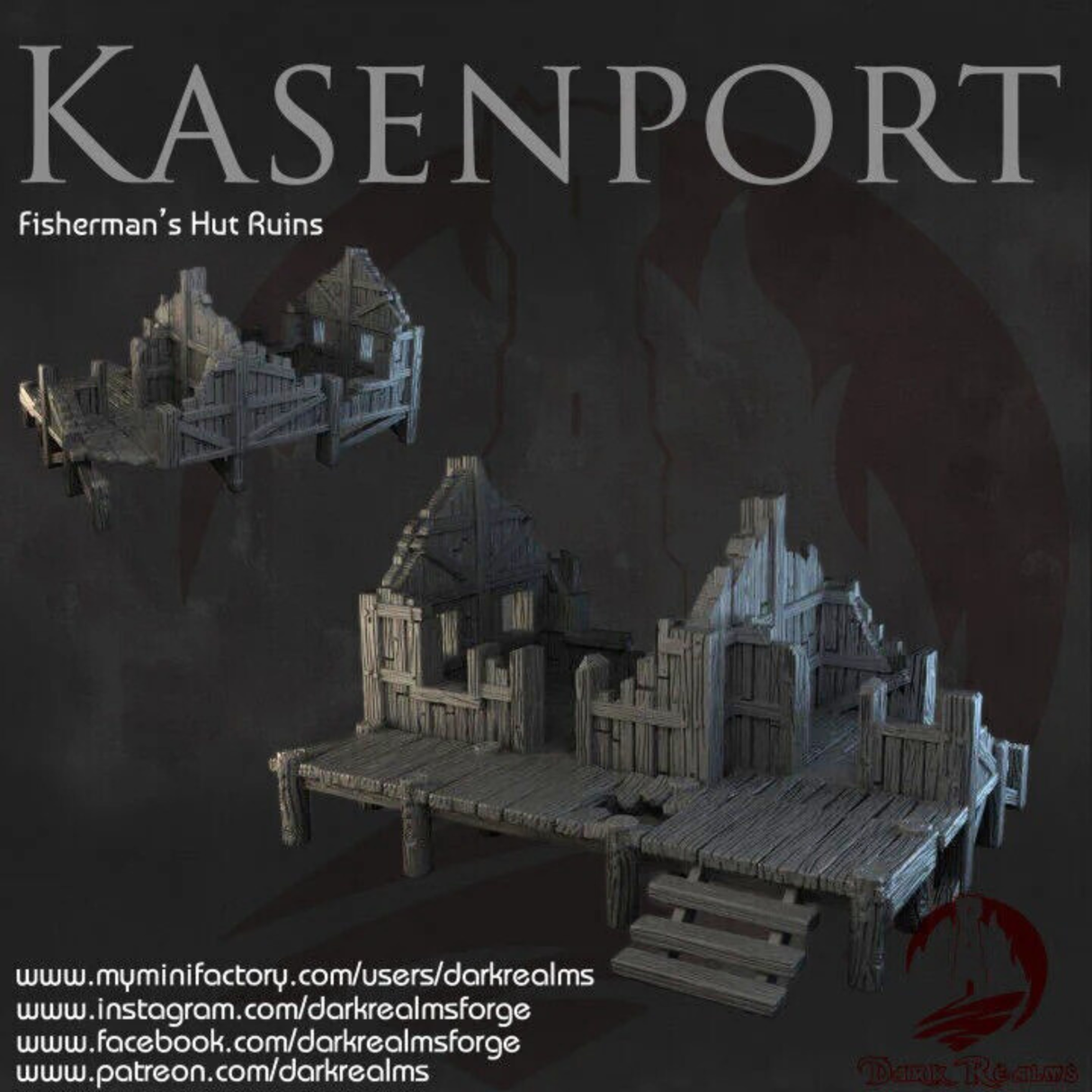 Fishermans hut Ruins - Ruins of Kasenport (32, 28, 15 & 10mm scale) Fantasy tabletop gaming terrain
