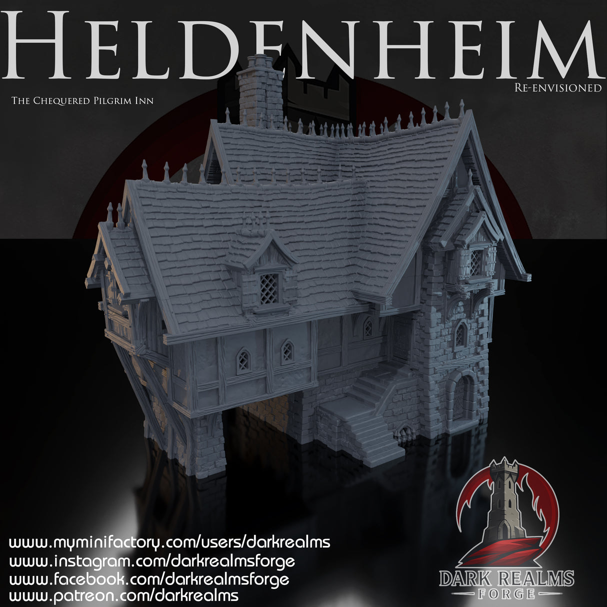 Heldenheim - Pilgrim Inn. 32, 28, 15 & 10mm scale for Fantasy terrain, RPG