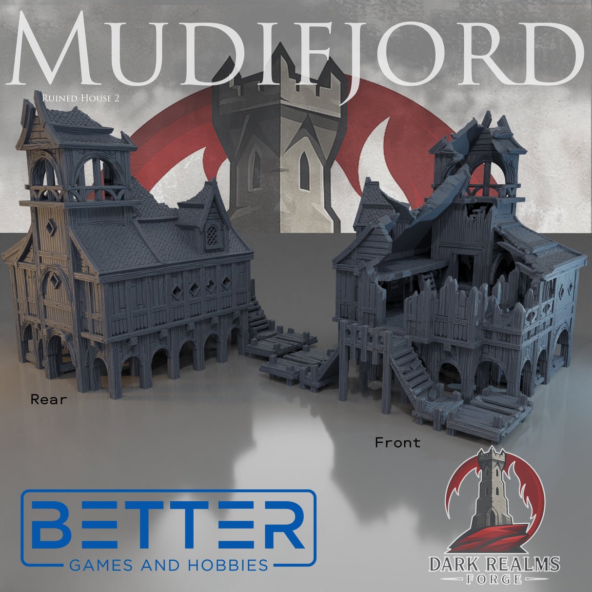 Mudifjord Laketown - Building 2. 32, 28, 15 & 10mm scale for Fantasy terrain, RPG