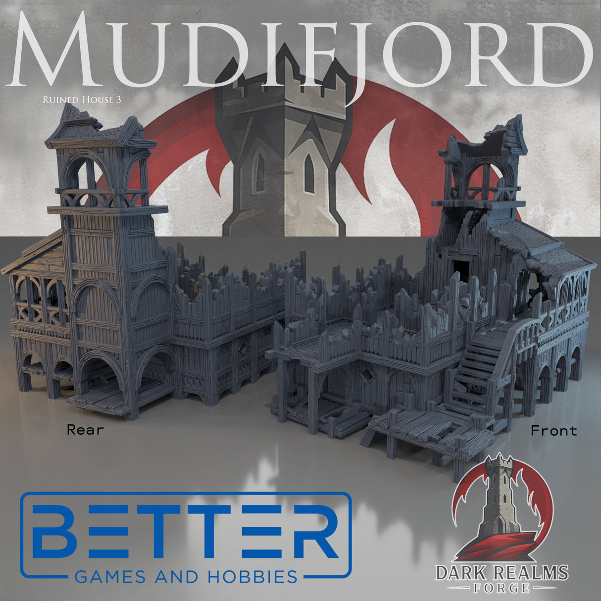 Mudifjord Laketown - Building 3. 32, 28, 15 & 10mm scale for Fantasy terrain, RPG