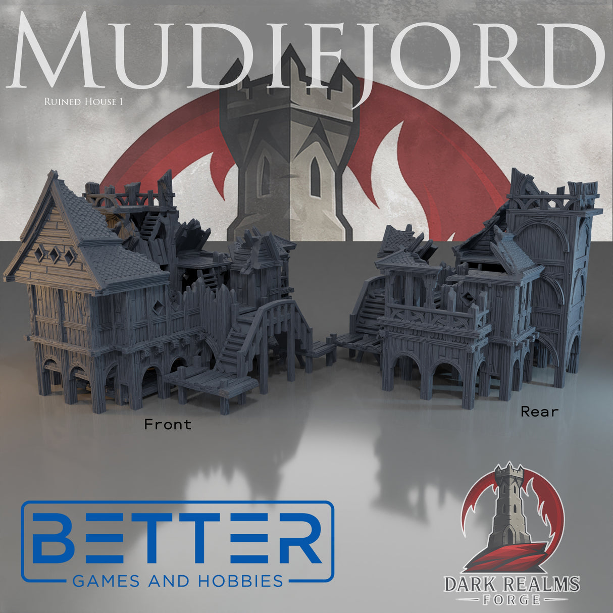 Mudifjord Laketown - Building 1. 32, 28, 15 & 10mm scale for Fantasy terrain, RPG