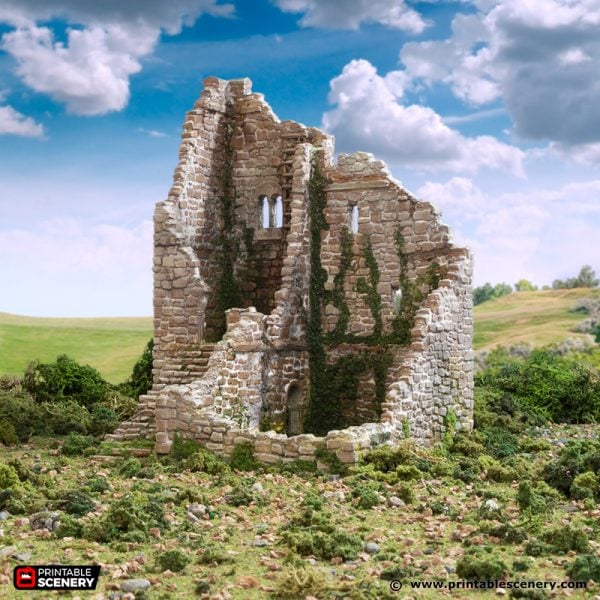 Ruined Norman Stone Fort - (28, 15 or 10mm scale) - King and Country