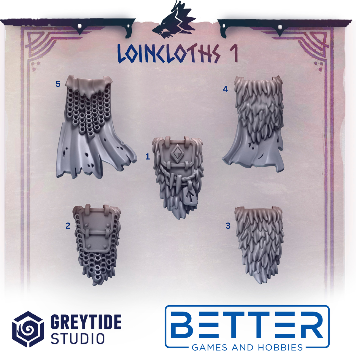 Loincloths - Primal Hounds Conversion parts for sci-fi wargaming miniatures