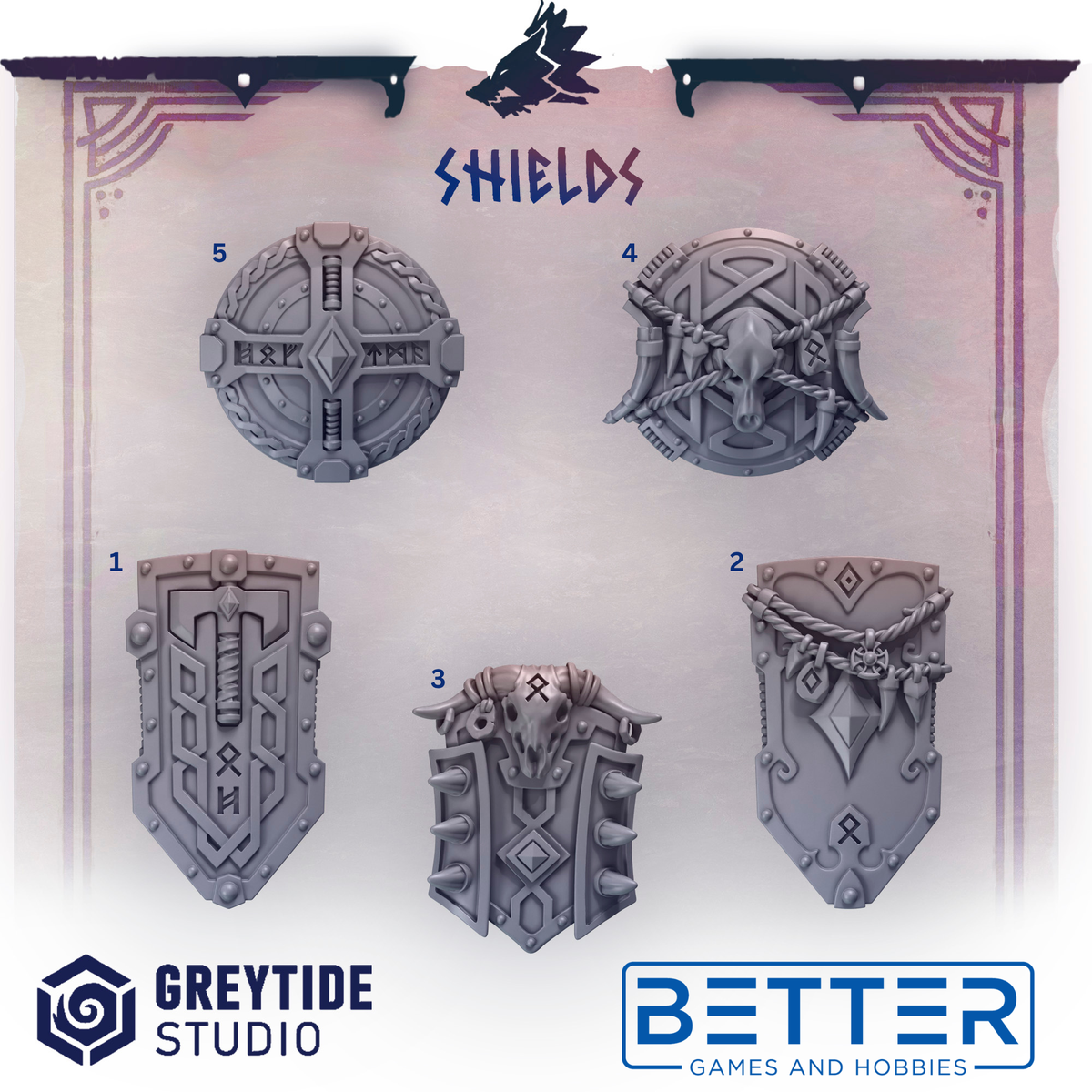 Shields - Primal Hounds Conversion parts for sci-fi wargaming miniatures