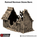 Ruined Norman Stone Barn - (28, 15, or 10mm scale) - King and Country