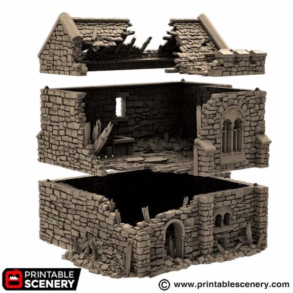 Ruined Norman Stone Keep - (28, 15 or 10mm scale) - King and Country