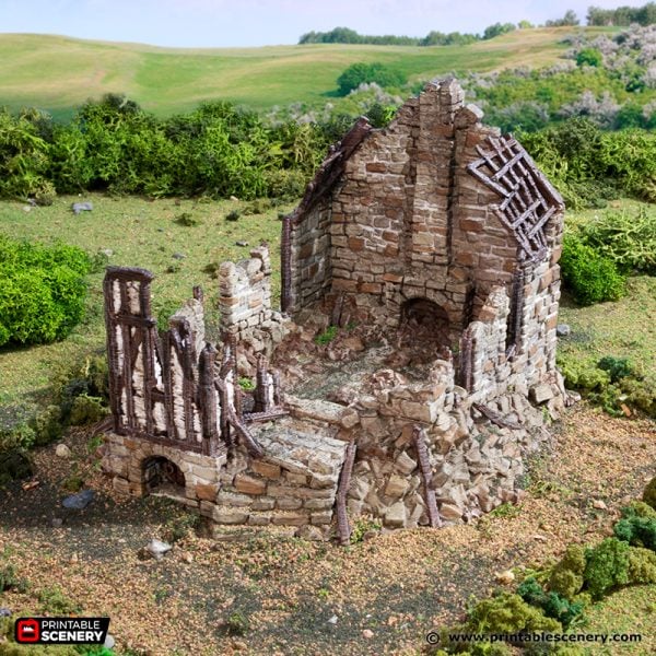 Ruined Barlyway Cottage - (28, 15, or 10mm scale) - King and Country