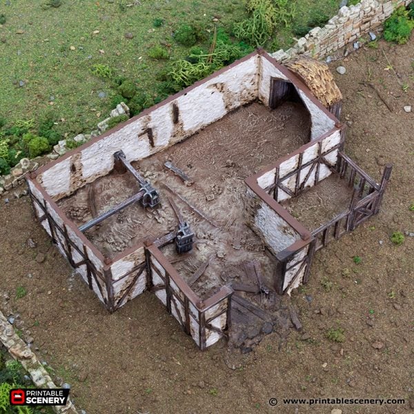 Ruined Country Stables - (28, 15, or 10mm scale) - King and Country