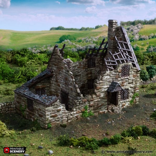 Ruined Crow Cottage - (28, 15, or 10mm scale) - King and Country
