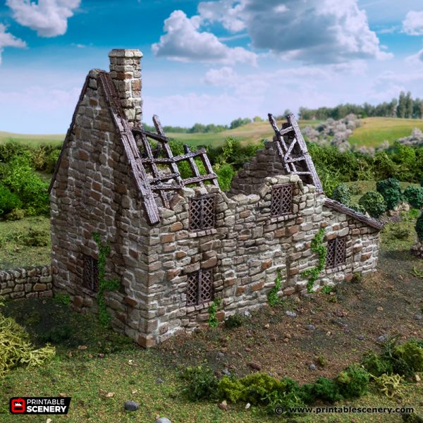 Ruined Crow Cottage - (28, 15, or 10mm scale) - King and Country