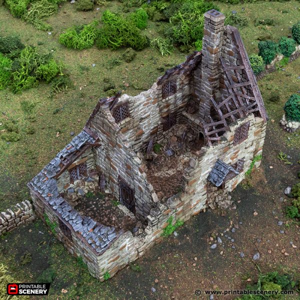 Ruined Crow Cottage - (28, 15, or 10mm scale) - King and Country