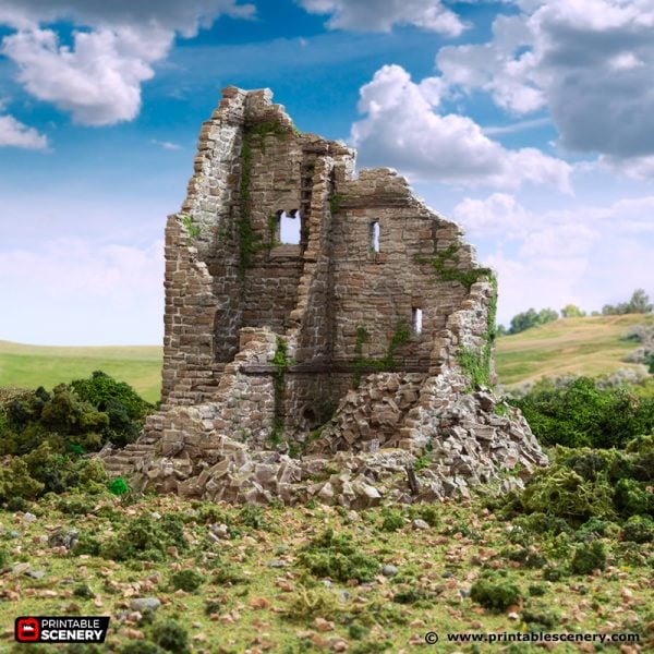 Ruined Norman Stone Fort - (28, 15 or 10mm scale) - King and Country