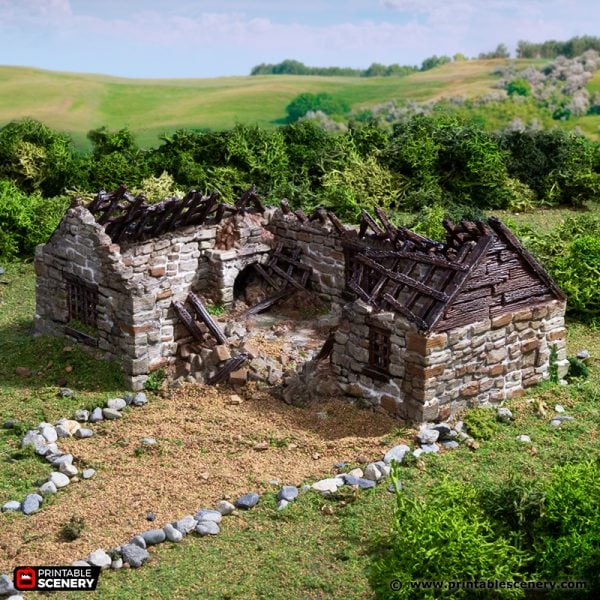 Ruined Highland Stone Barn - (28, 15, or 10mm scale) - King and Country