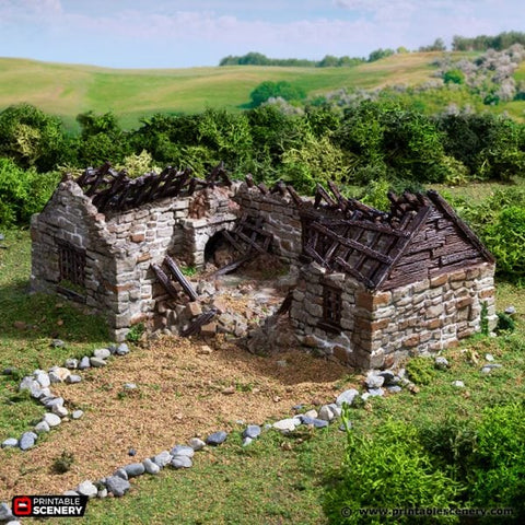 Ruined Highland Stone Barn - (28, 15, or 10mm scale) - King and Country