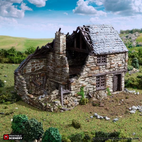 Ruined Holyhock Cottage - (28, 15, or 10mm scale) - King and Country
