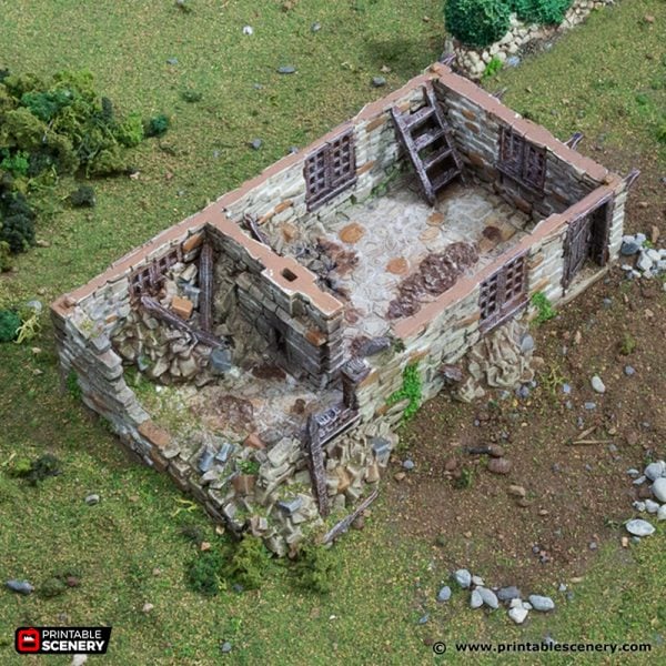 Ruined Holyhock Cottage - (28, 15, or 10mm scale) - King and Country