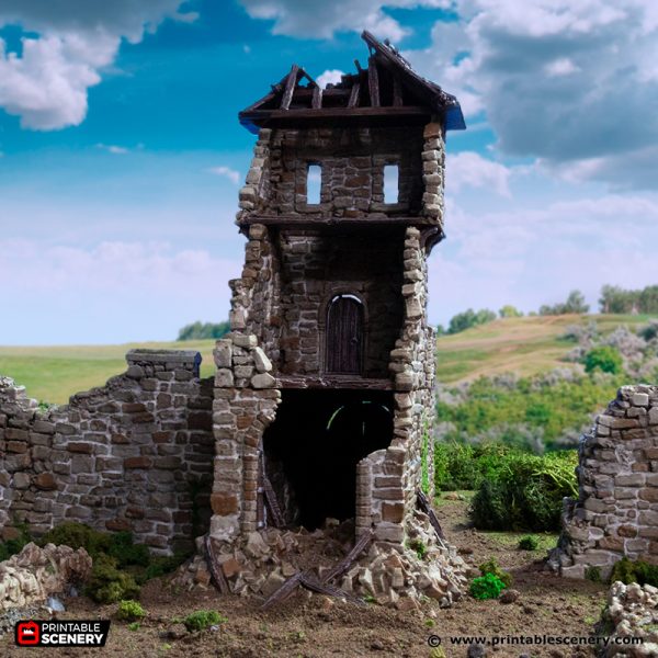 Ruined Kings Gate - (28, 15 or 10mm scale) - King and Country