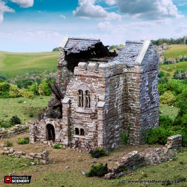 Ruined Norman Stone Keep - (28, 15 or 10mm scale) - King and Country