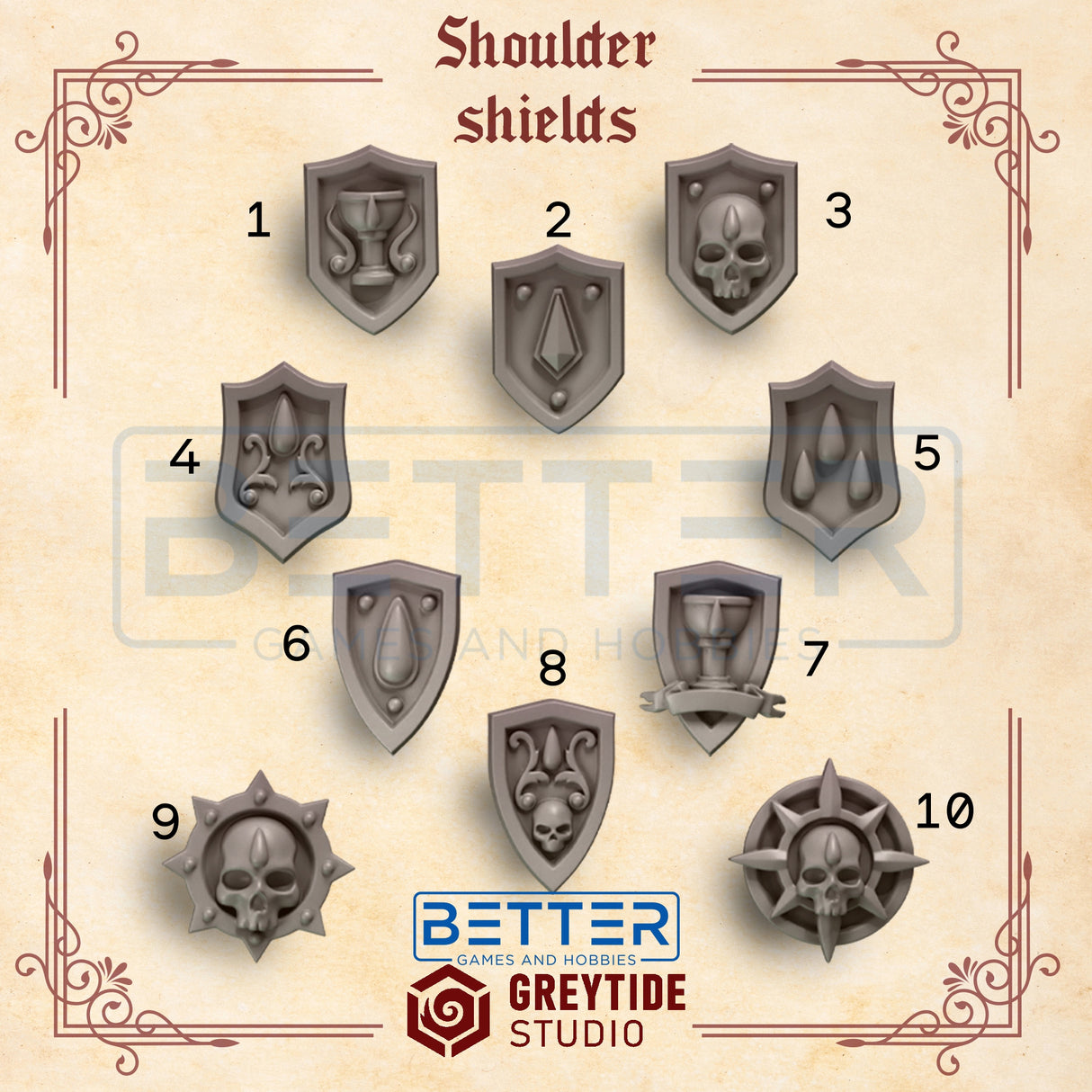 Shoulder shields - Crimson Lords for 2nd Born Marines