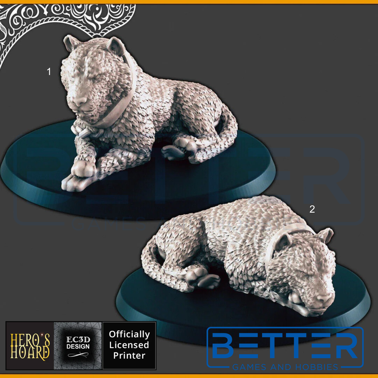Tiger Pets - 28mm scale 3d printed miniatures for fantasy wargaming RPG