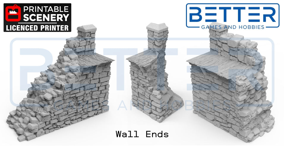 Ruined Norman Fort Wall Sections - (28, 15 or 10mm scale) - King and Country