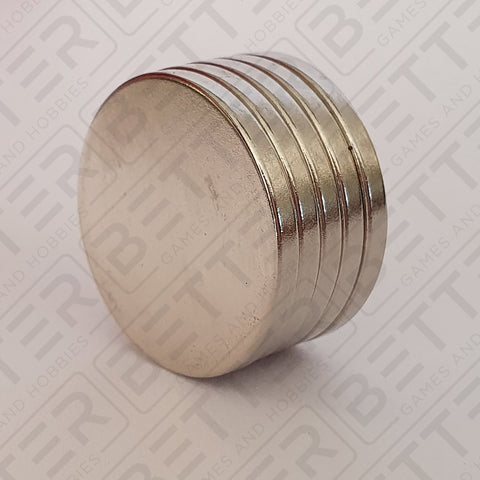 20mm x 2mm Round Rare Earth Neodymium Magnets, 5pcs